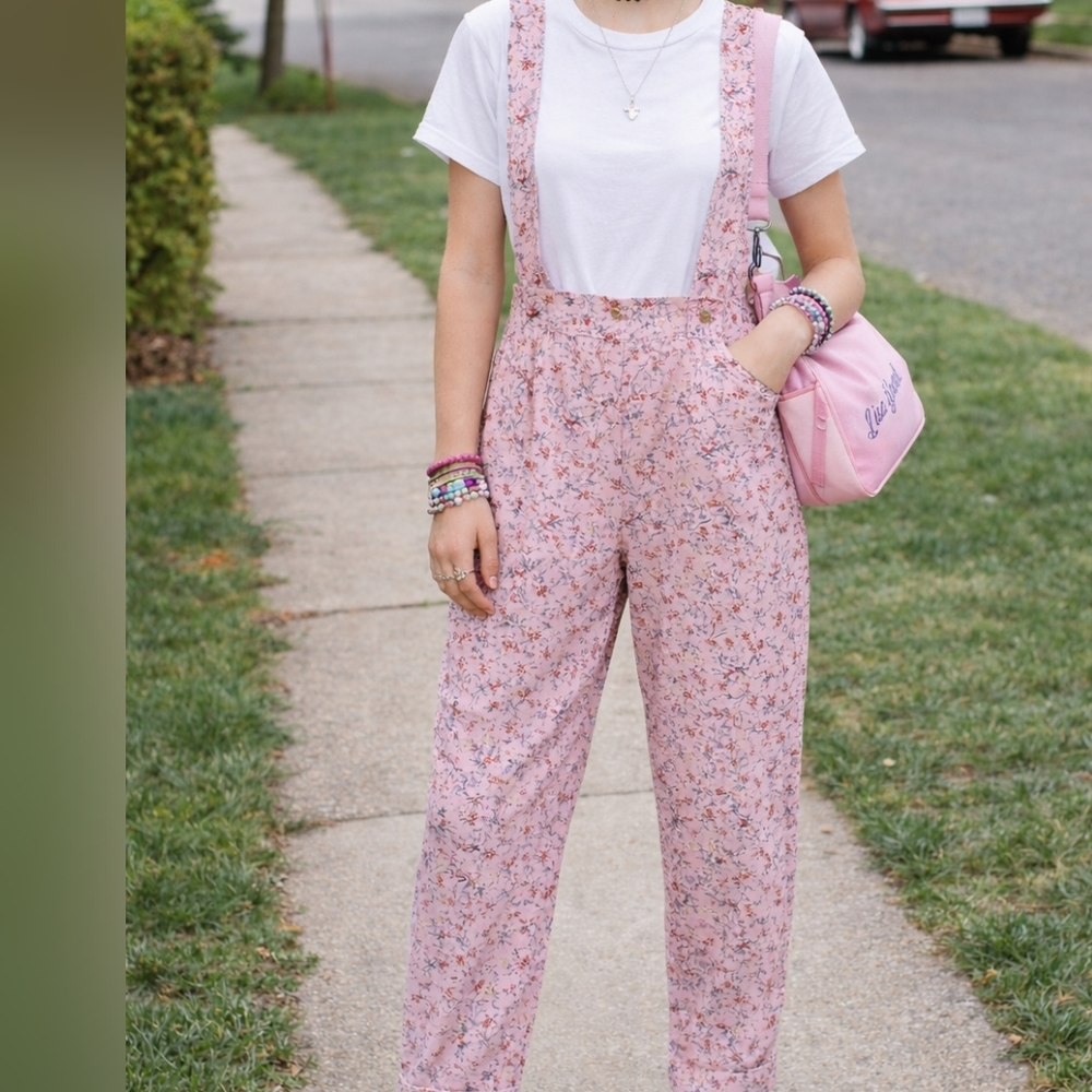 Vintage Best American Clothing Company Floral Overalls Medium